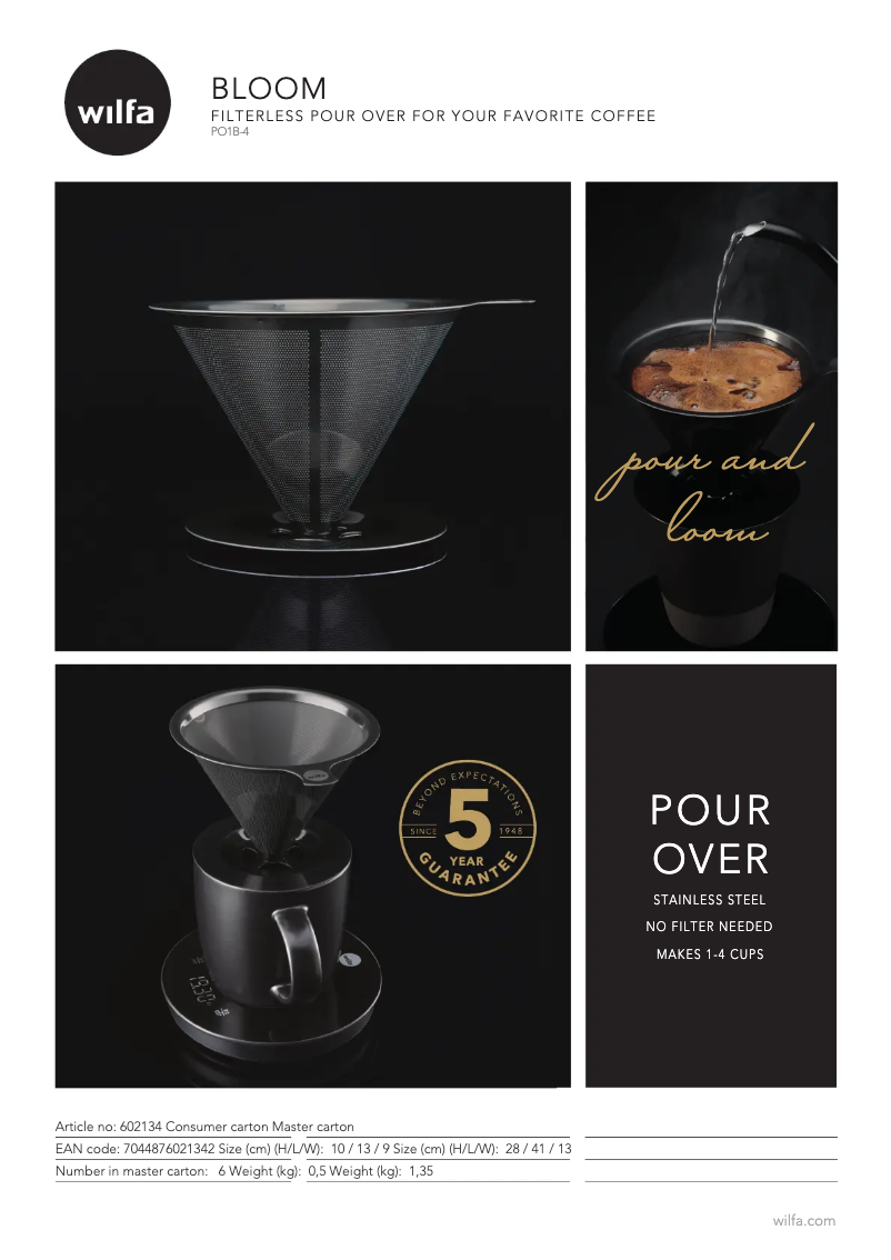 Page 1 de la notice Manuel utilisateur Wilfa BLOOM PO1B-4