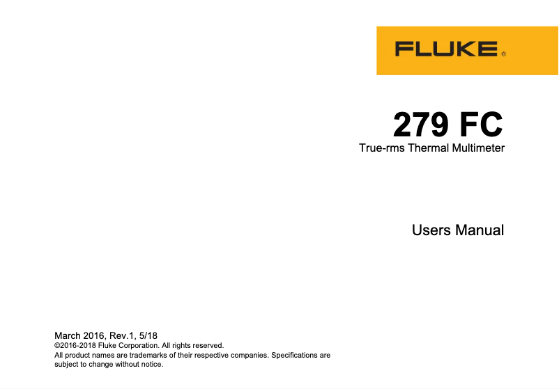 Page 1 de la notice Manuel utilisateur Fluke FLK-279 FC