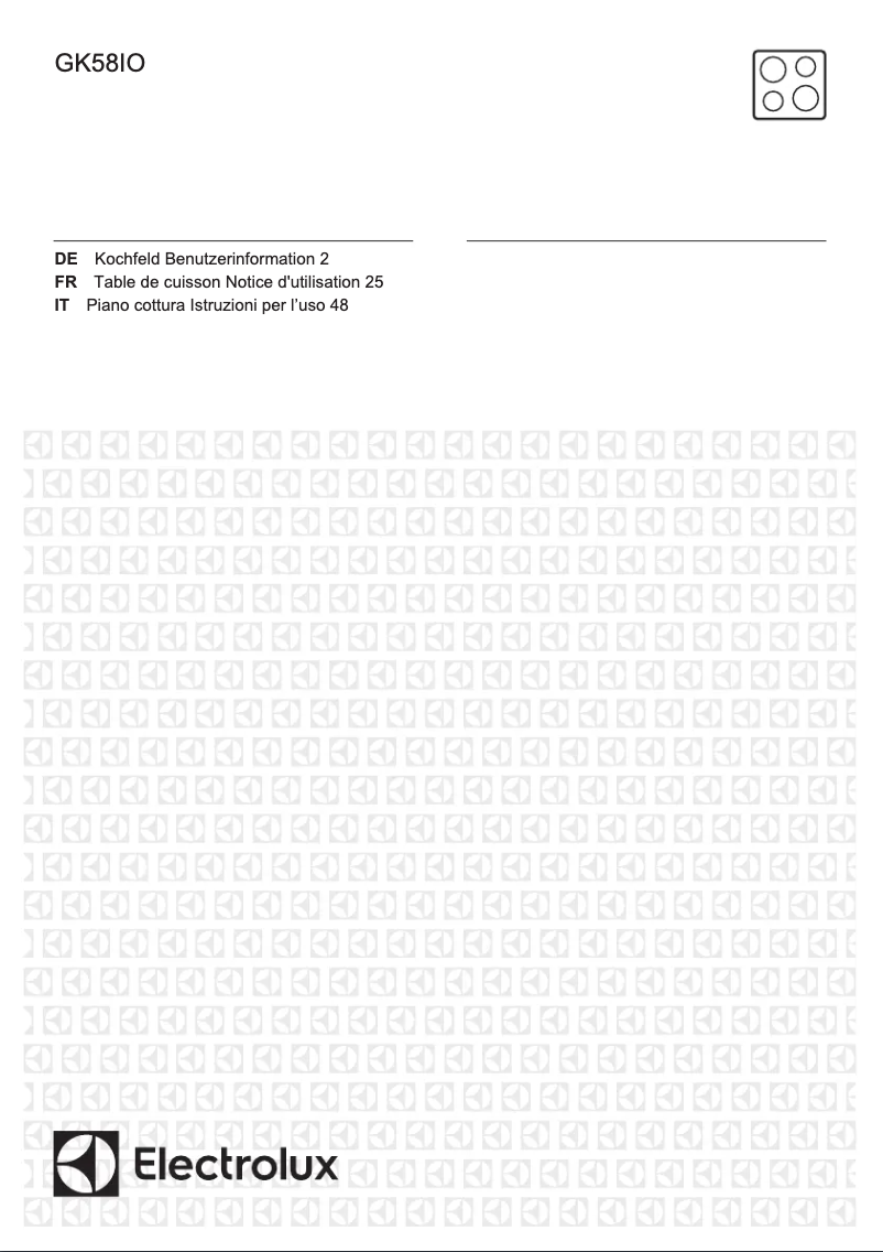 Page 1 de la notice Manuel utilisateur Electrolux GK58IO