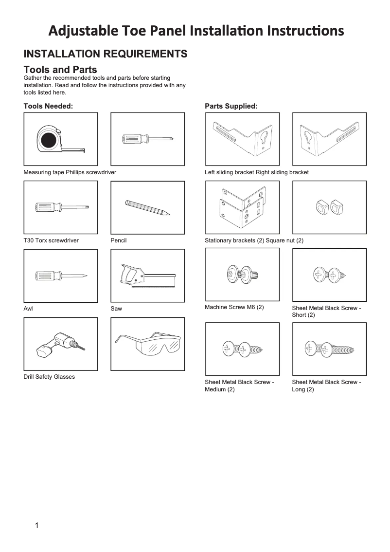 Page n°1 - Guide d'installation JennAir JDAF5924RM