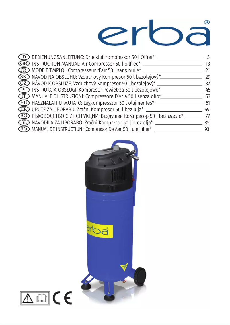 Page 1 de la notice Manuel utilisateur Erba 17017