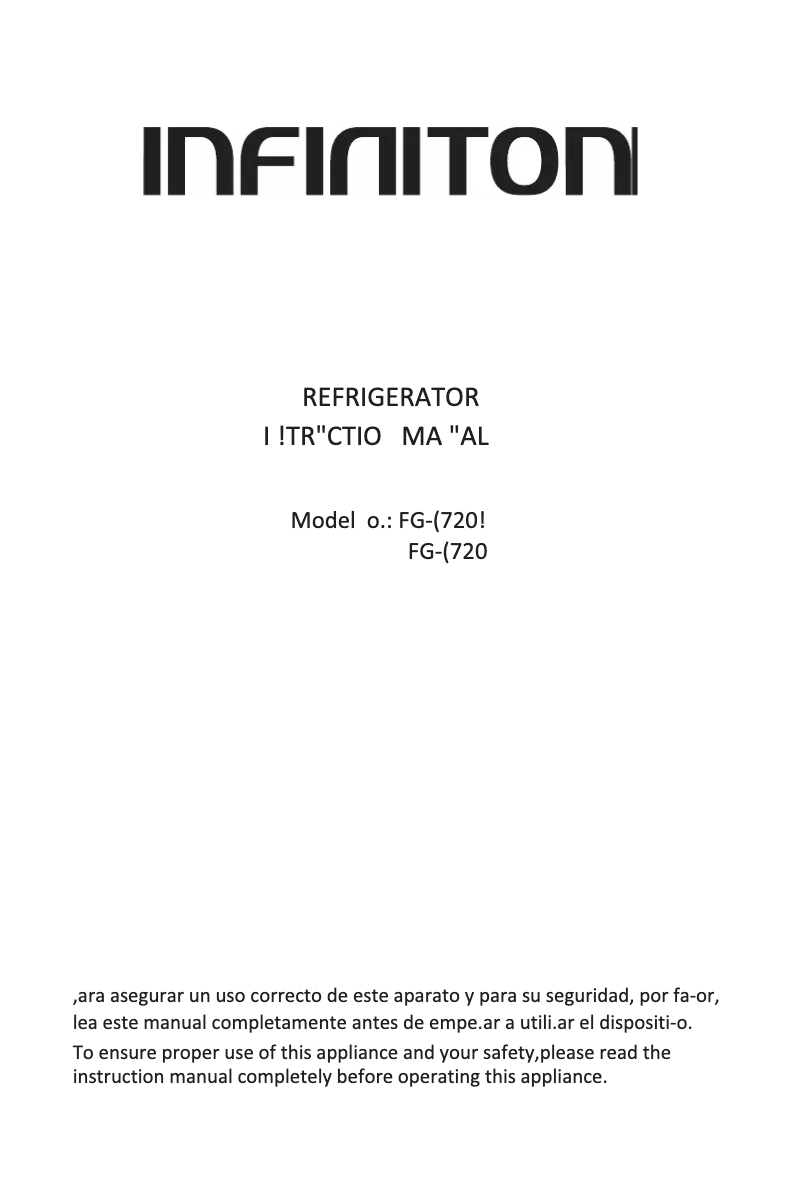 Page 1 de la notice Manuel utilisateur Infiniton FG-1720