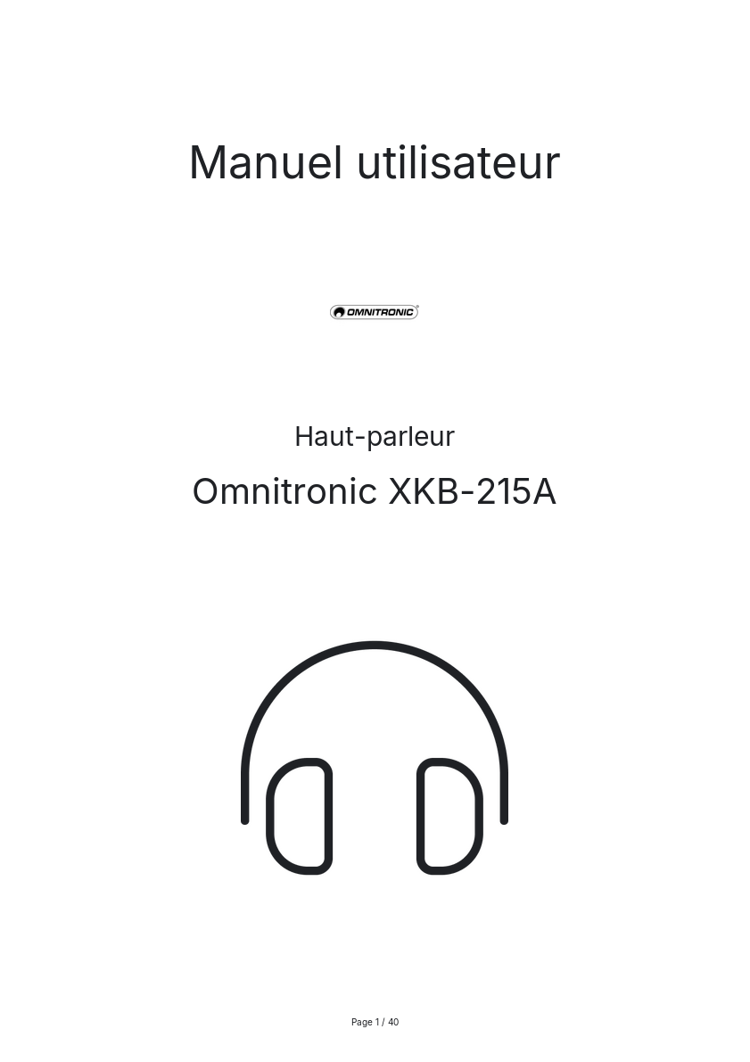 Page n°1 - Manuel utilisateur Omnitronic XKB-215A