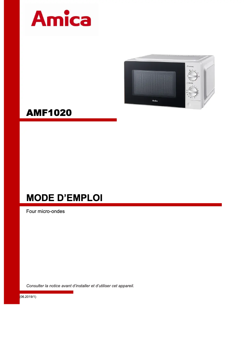 Image de la première page du manuel de l'appareil AMF1020