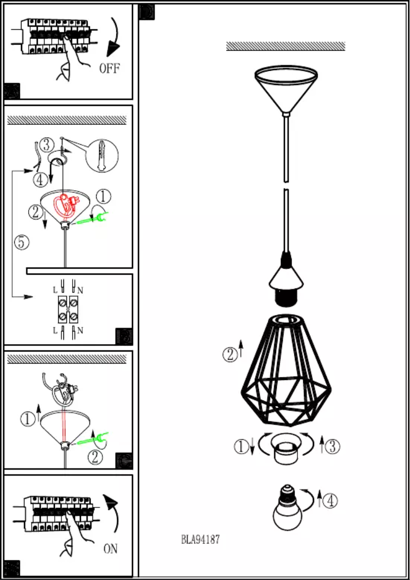 Page 1 de la notice Manuel utilisateur Eglo Vintage Tarbes