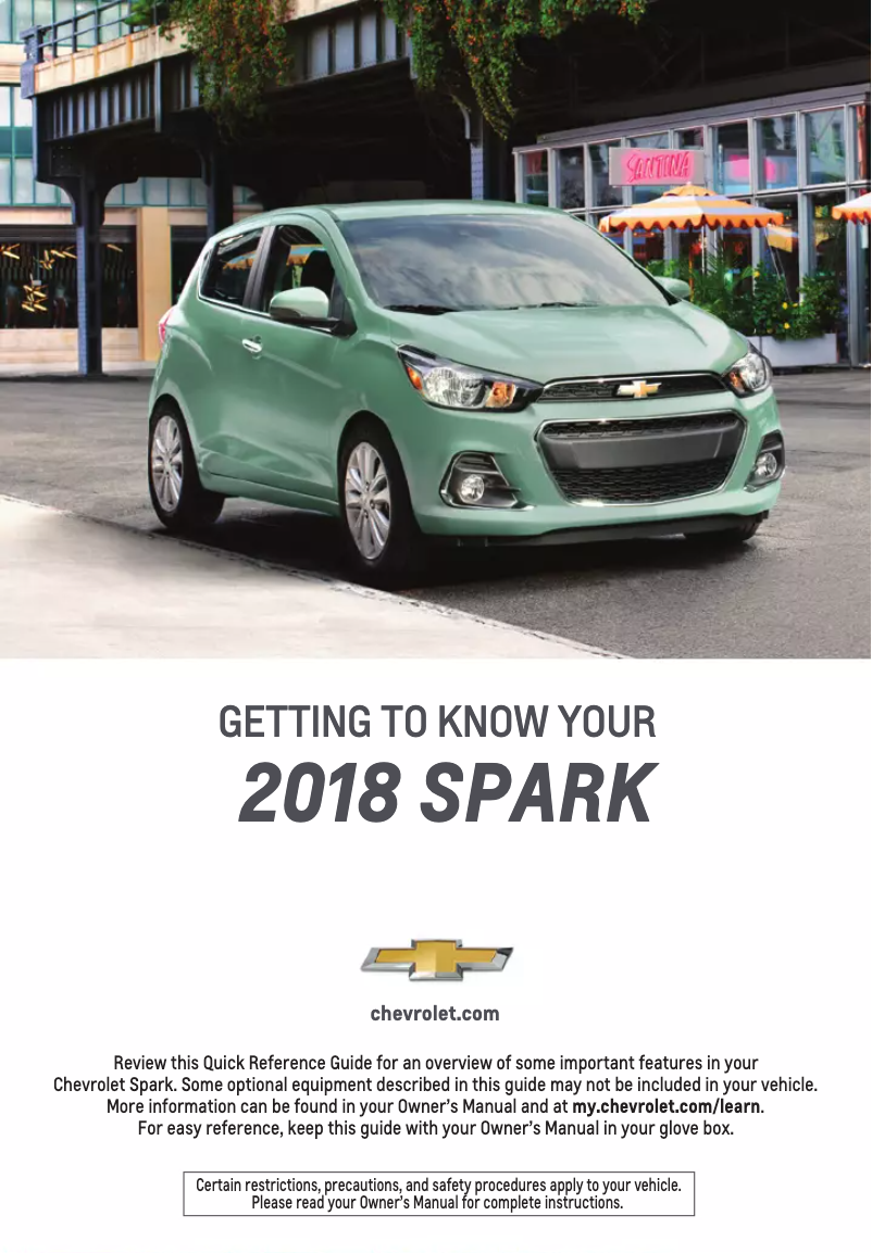 Page 1 de la notice Guide de démarrage rapide Chevrolet Spark (2018)