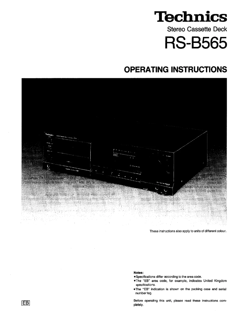 Image de la première page du manuel de l'appareil RS-B565
