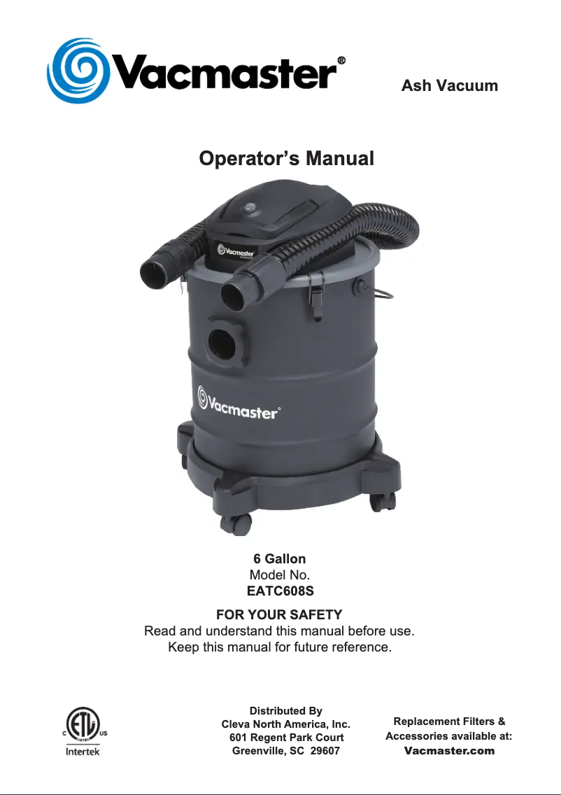 Page 1 de la notice Manuel utilisateur Vacmaster EATC608S