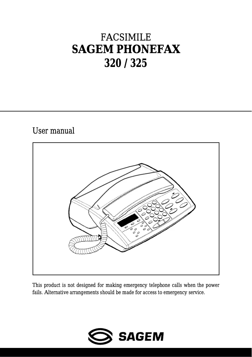 Page 1 de la notice Manuel utilisateur Sagem Phonefax 325