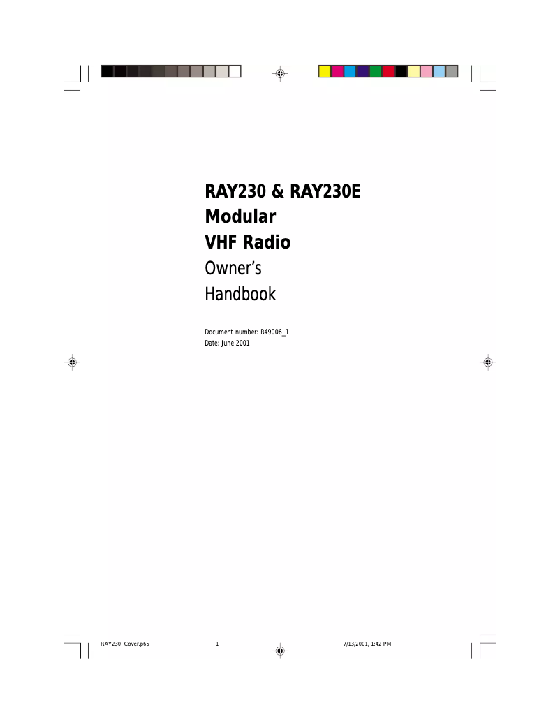 Page 1 de la notice Manuel utilisateur Raymarine Ray 230