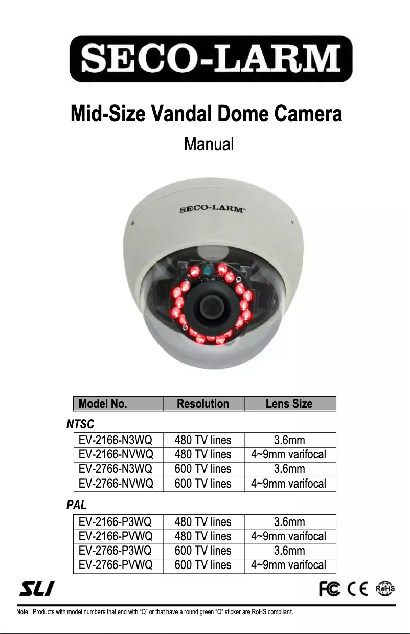 Image de la première page du manuel de l'appareil EV-2766-NVWQ