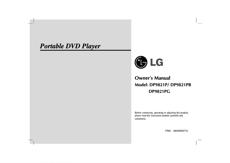 Page n°1 - Manuel utilisateur LG DP9821P