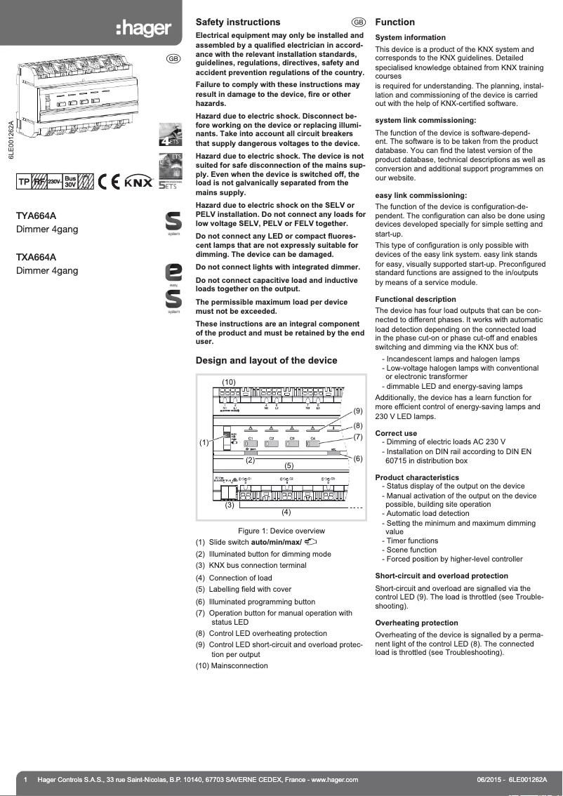 Image de la première page du manuel de l'appareil TYA664A