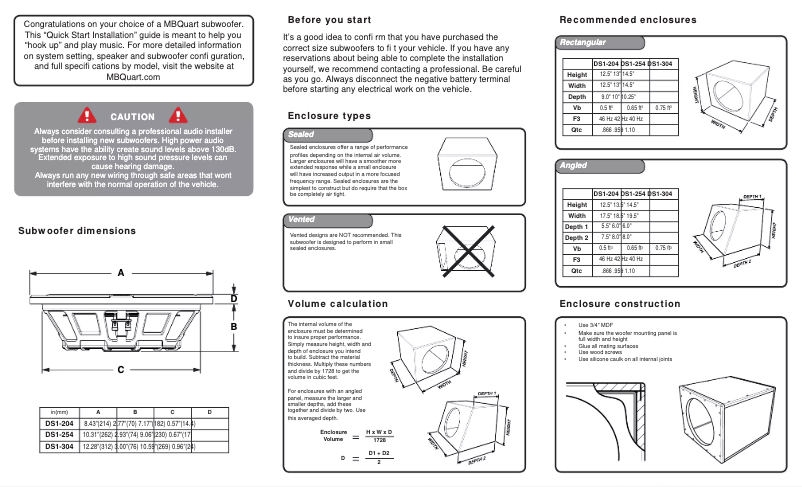 Page n°1 - Manuel utilisateur MB Quart Discus DS1-304