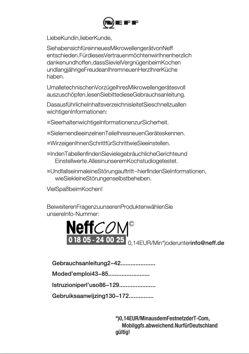 Page 1 de la notice Manuel utilisateur Neff C 54L60 SO