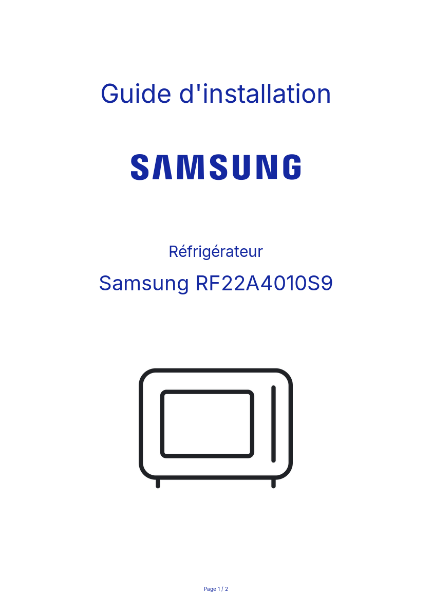 Image de la première page du manuel de l'appareil RF22A4010S9