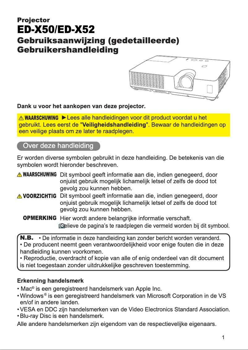 Image de la première page du manuel de l'appareil ED-X50EP