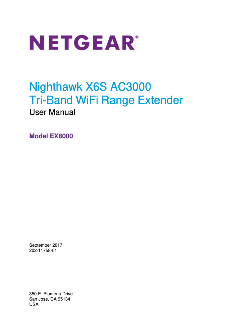 Page 1 de la notice Manuel utilisateur Netgear Nighthawk X6S EX8000