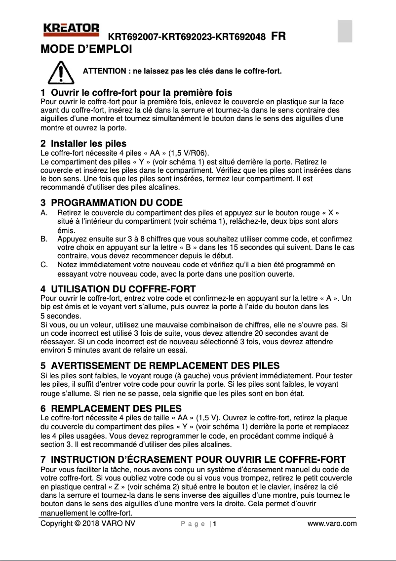 Image de la première page du manuel de l'appareil KRT692048