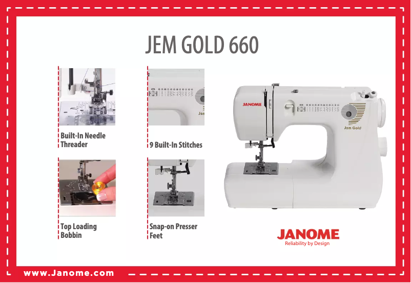 Page n°1 - Fiche technique Janome Jem Gold 660