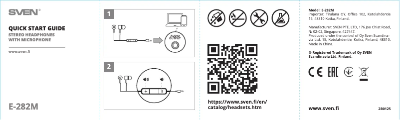 Page 1 de la notice Manuel utilisateur Sven E-282M