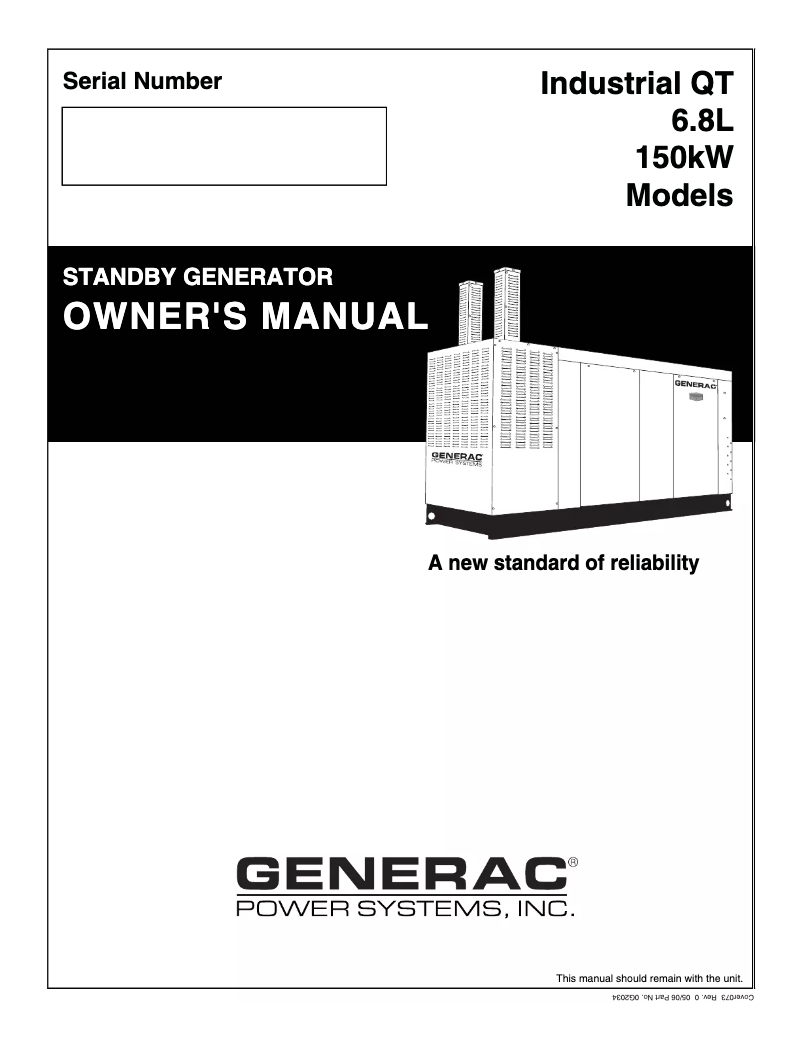 Page n°1 - Manuel utilisateur Generac QT15068ANANA