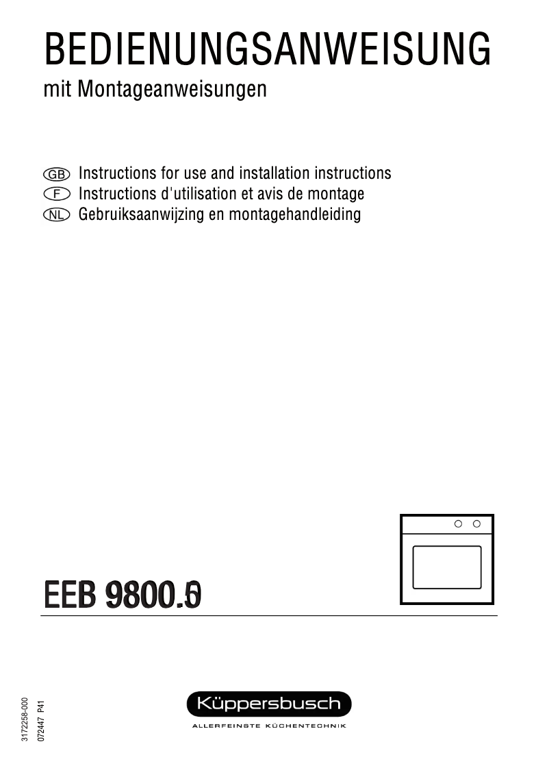 Page n°1 - Manuel utilisateur Küppersbusch EEB 9800.5