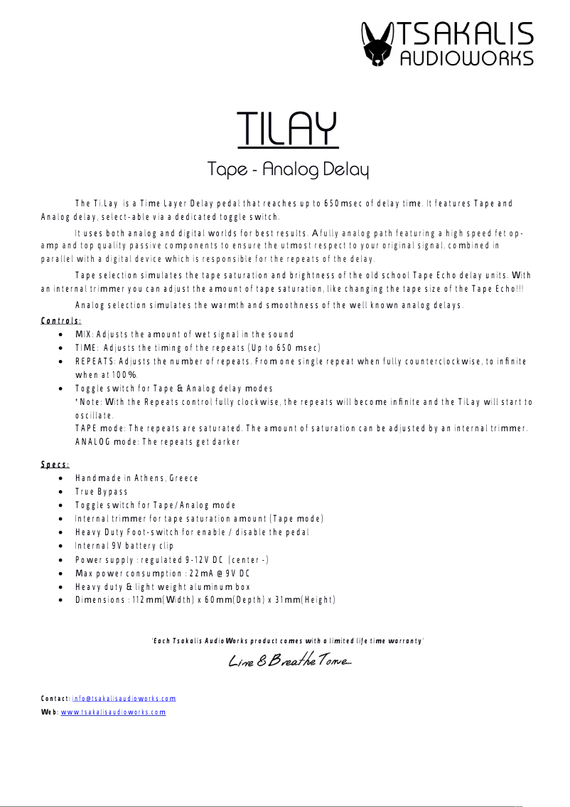 Image de la première page du manuel de l'appareil Tilay