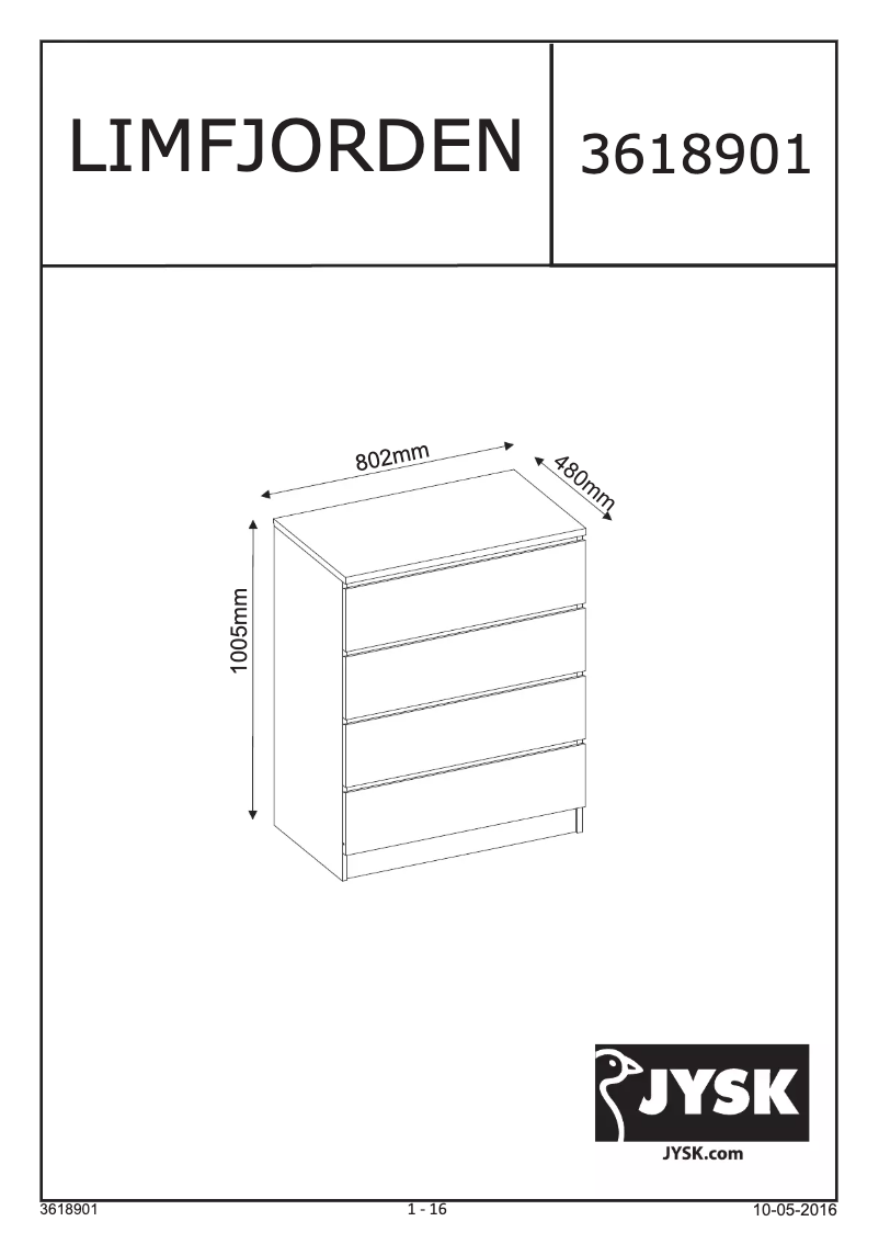 Image de la première page du manuel de l'appareil Limfjorden (52x105x22)
