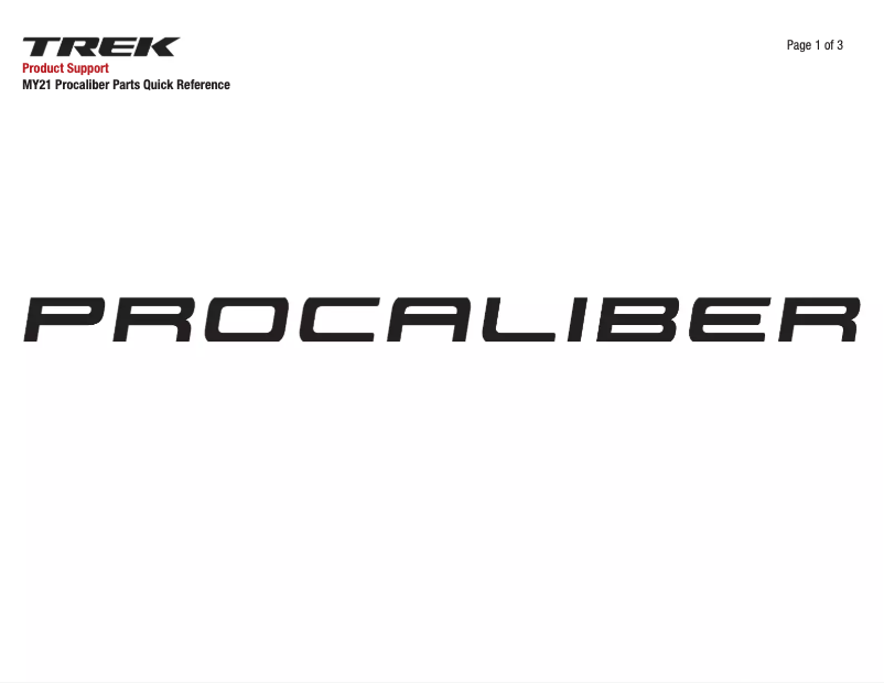 Page 1 de la notice Manuel utilisateur Trek Procaliber 9.5