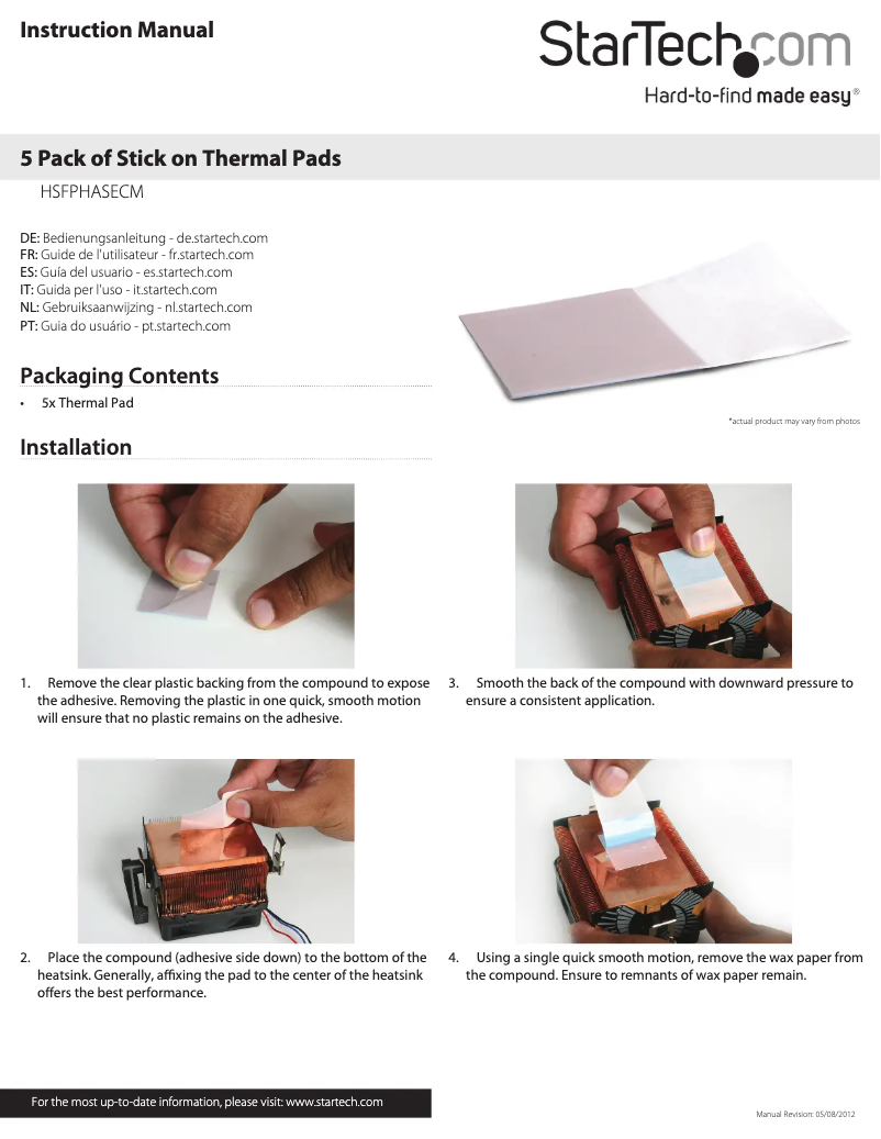 Page 1 de la notice Manuel utilisateur StarTech.com HSFPHASECM