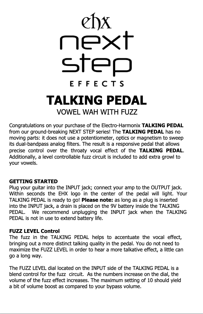 Image de la première page du manuel de l'appareil Next Step Talking Pedal