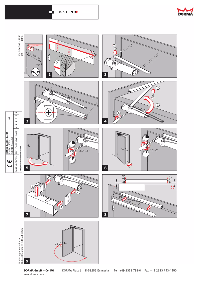 Page 1 de la notice Manuel utilisateur Dorma TS92 B