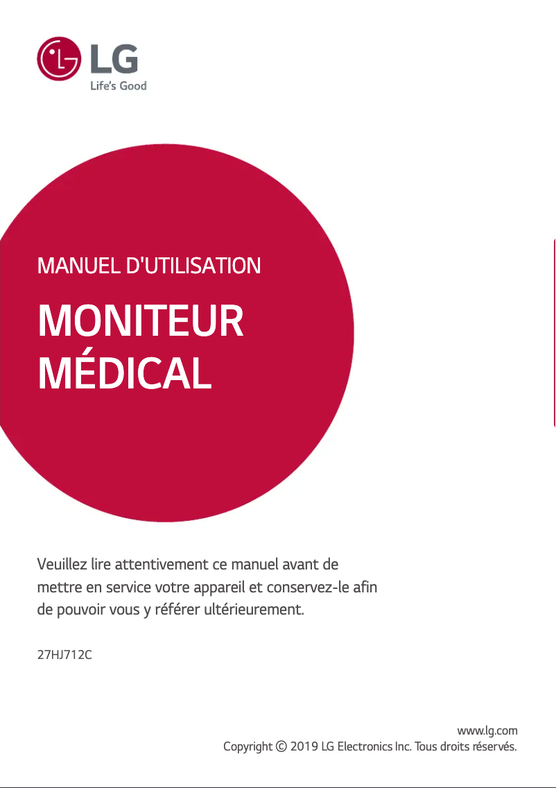 Page n°1 - Manuel utilisateur LG 27HJ712C