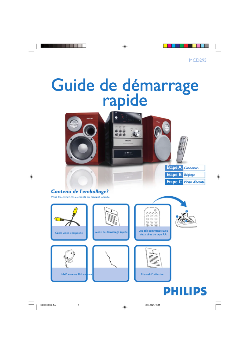 Página 1 del manual Guía de inicio rápido Philips MCD295