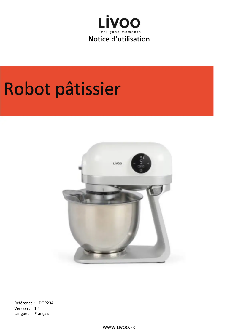 Page 1 de la notice Manuel utilisateur Livoo DOP234