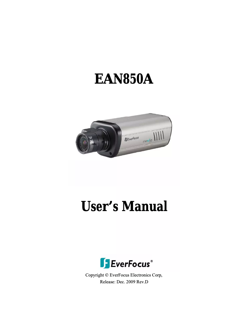 Page n°1 - Manuel utilisateur EverFocus EAN850A