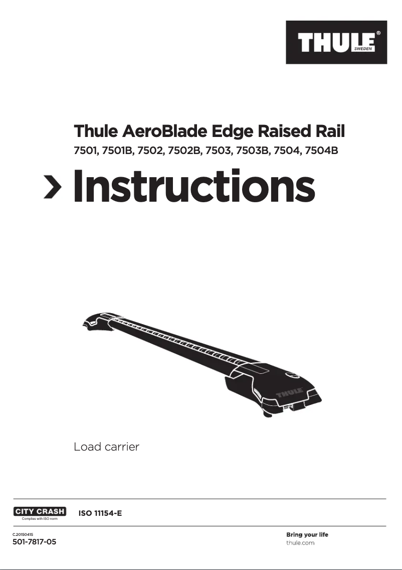 Image de la première page du manuel de l'appareil AeroBlade Edge Raised Rail 7501B