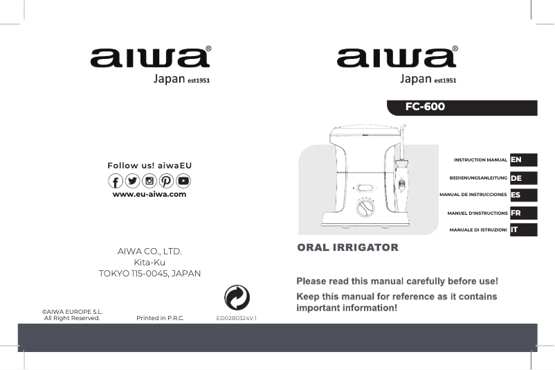Page 1 de la notice Manuel utilisateur Aiwa FC-600