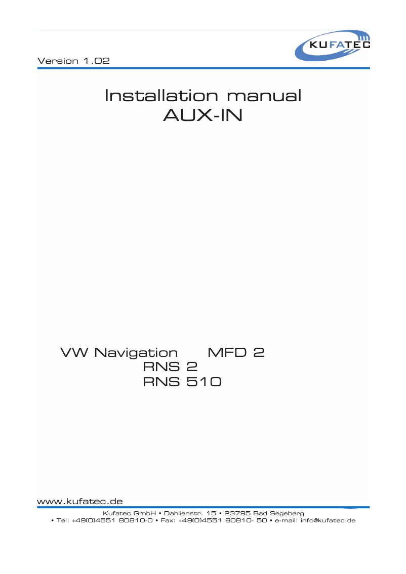 Page 1 de la notice Manuel utilisateur Volkswagen RNS 2