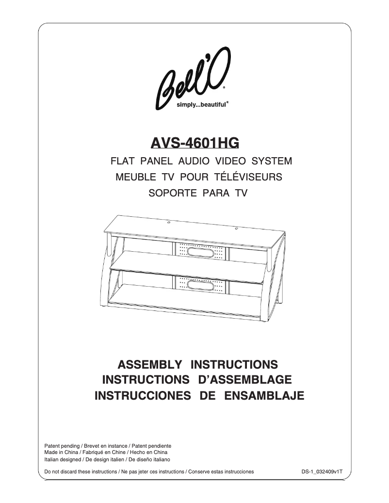 Page n°1 - Manuel utilisateur Bell'O AVS-4601HG