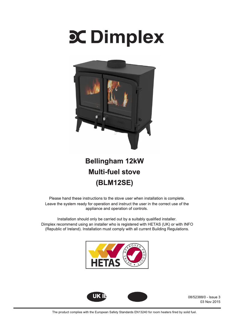 Page 1 de la notice Manuel utilisateur Dimplex BLM12SE