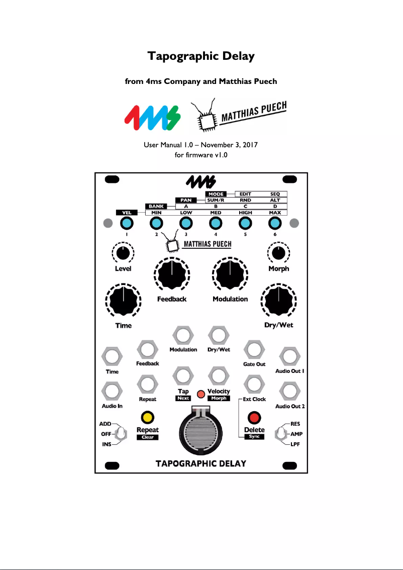 Image de la première page du manuel de l'appareil Tapographic Delay