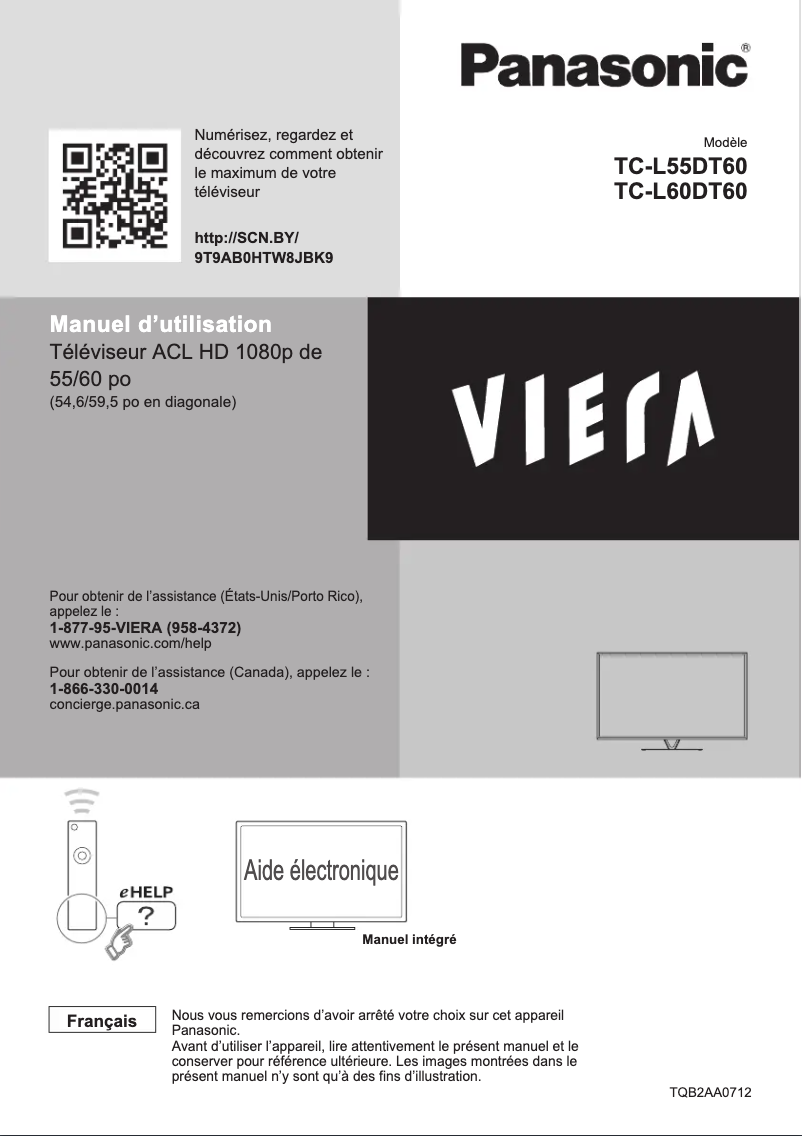 Page 1 de la notice Manuel utilisateur Panasonic Viera TC-L55DT60