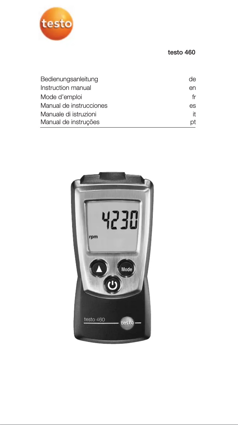 Page n°1 - Manuel utilisateur Testo 460