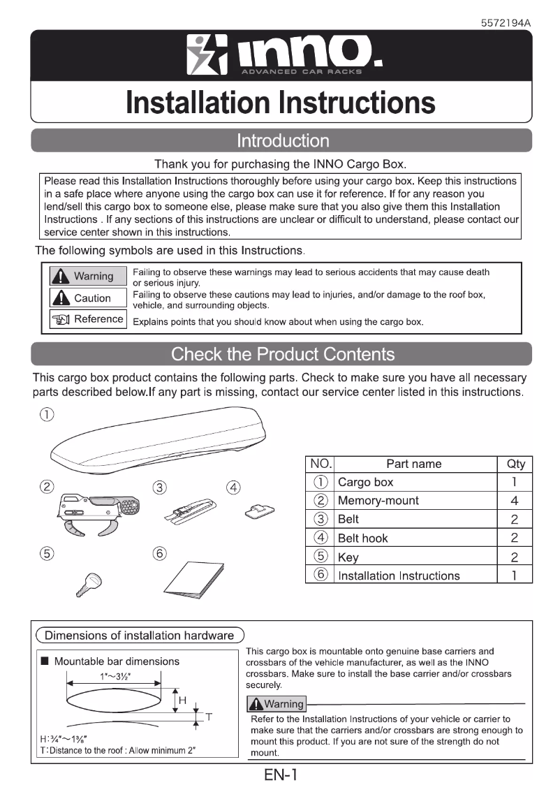 Page n°1 - Manuel utilisateur Inno Wedge 625 BRM625