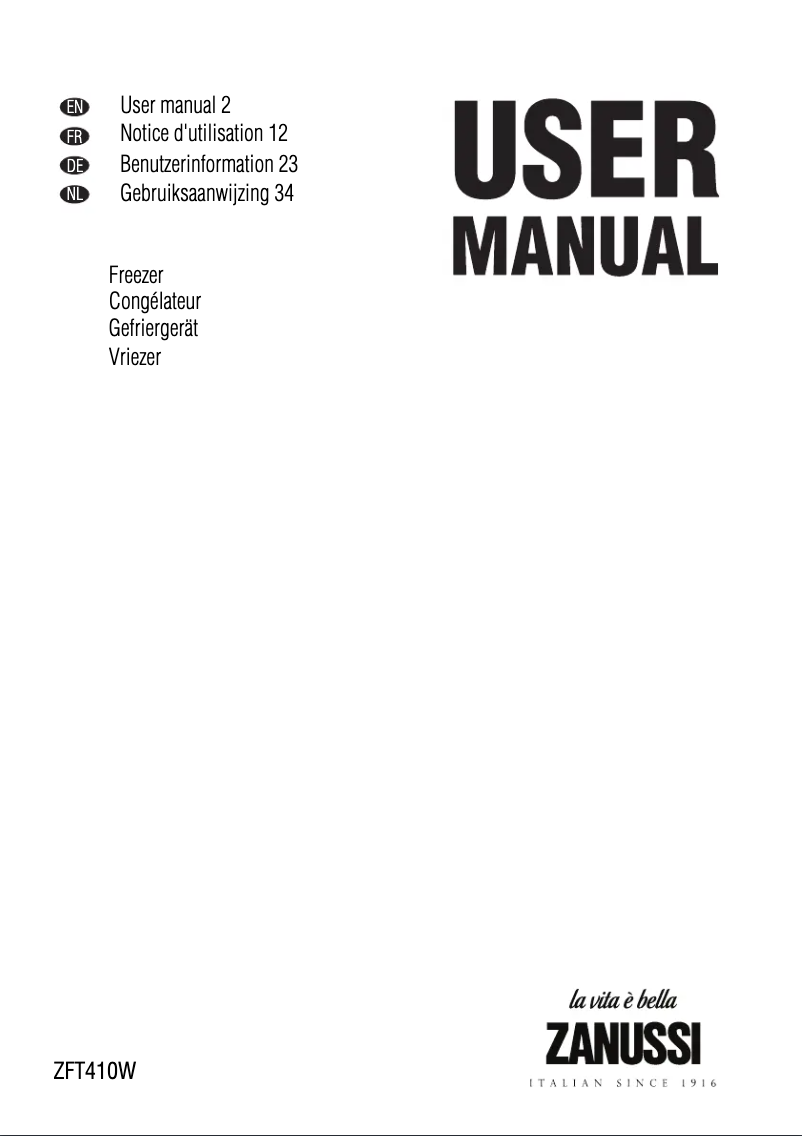 Image de la première page du manuel de l'appareil ZFT410W