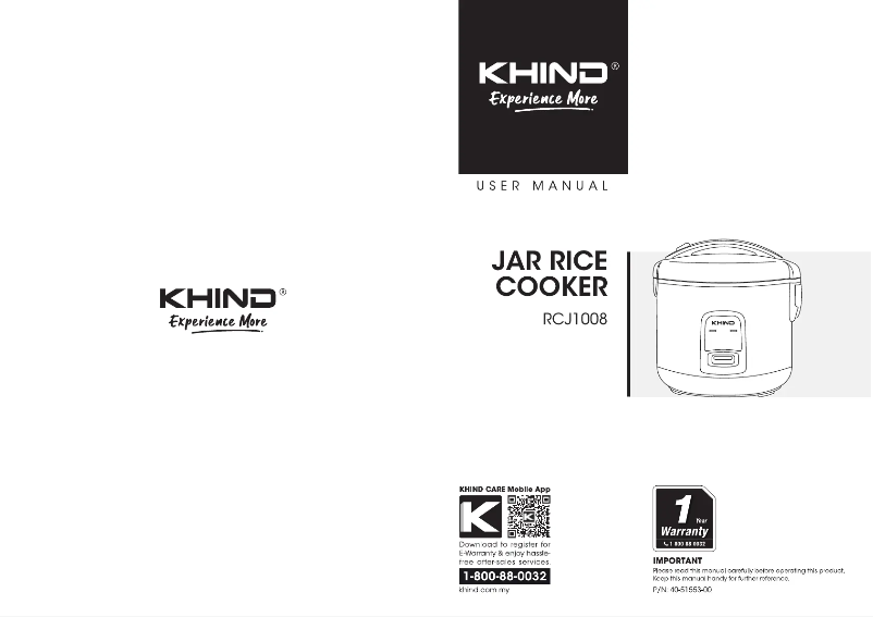 Page n°1 - Manuel utilisateur Khind RCJ1008