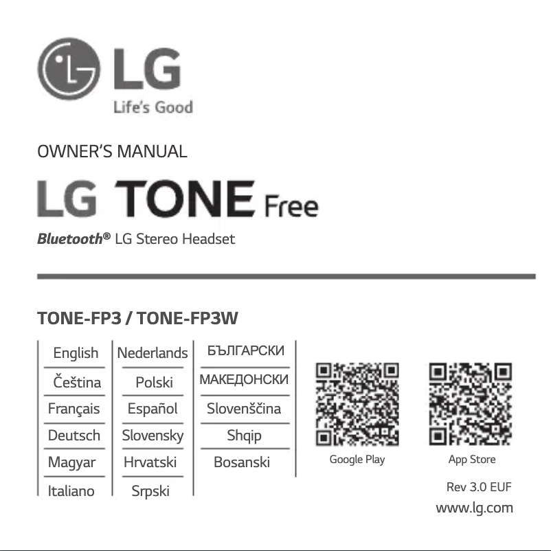 Page 1 de la notice Manuel utilisateur LG TONE Free TONE-FP3