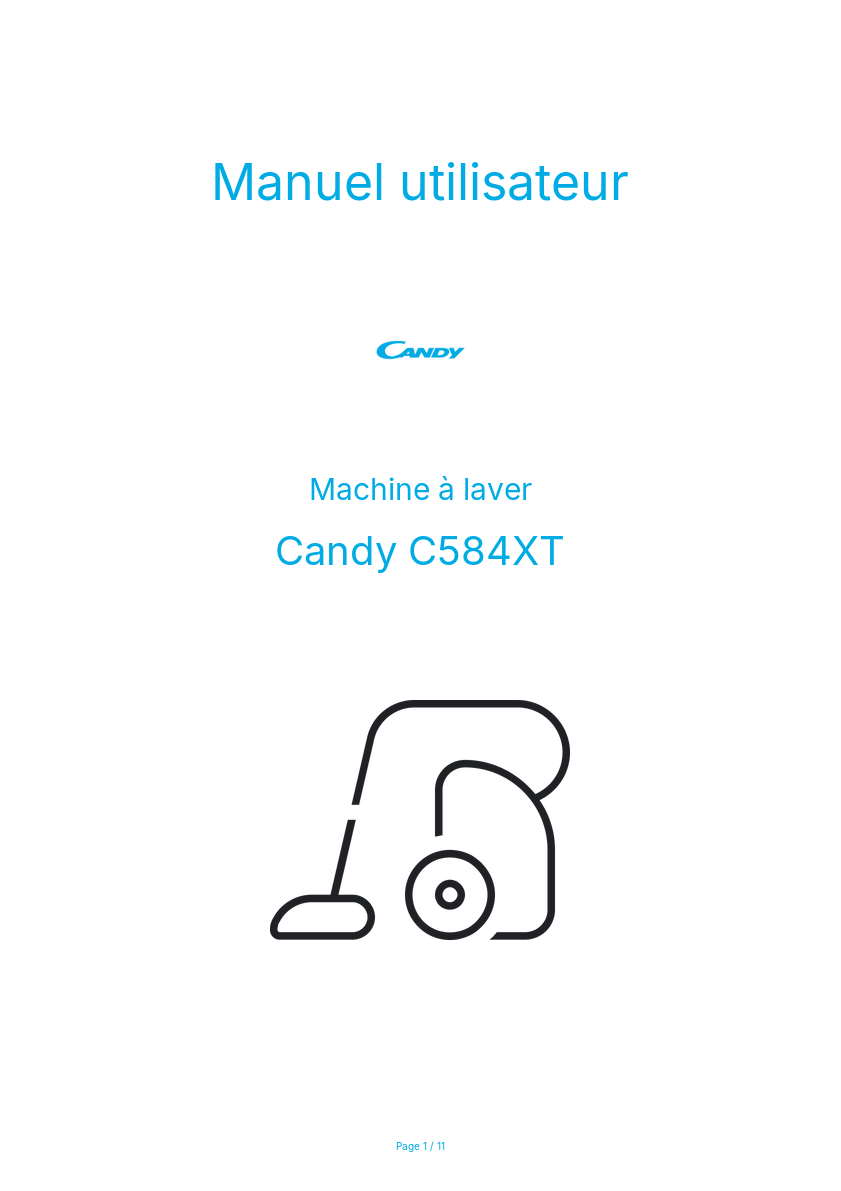 Page n°1 - Manuel utilisateur Candy C584XT
